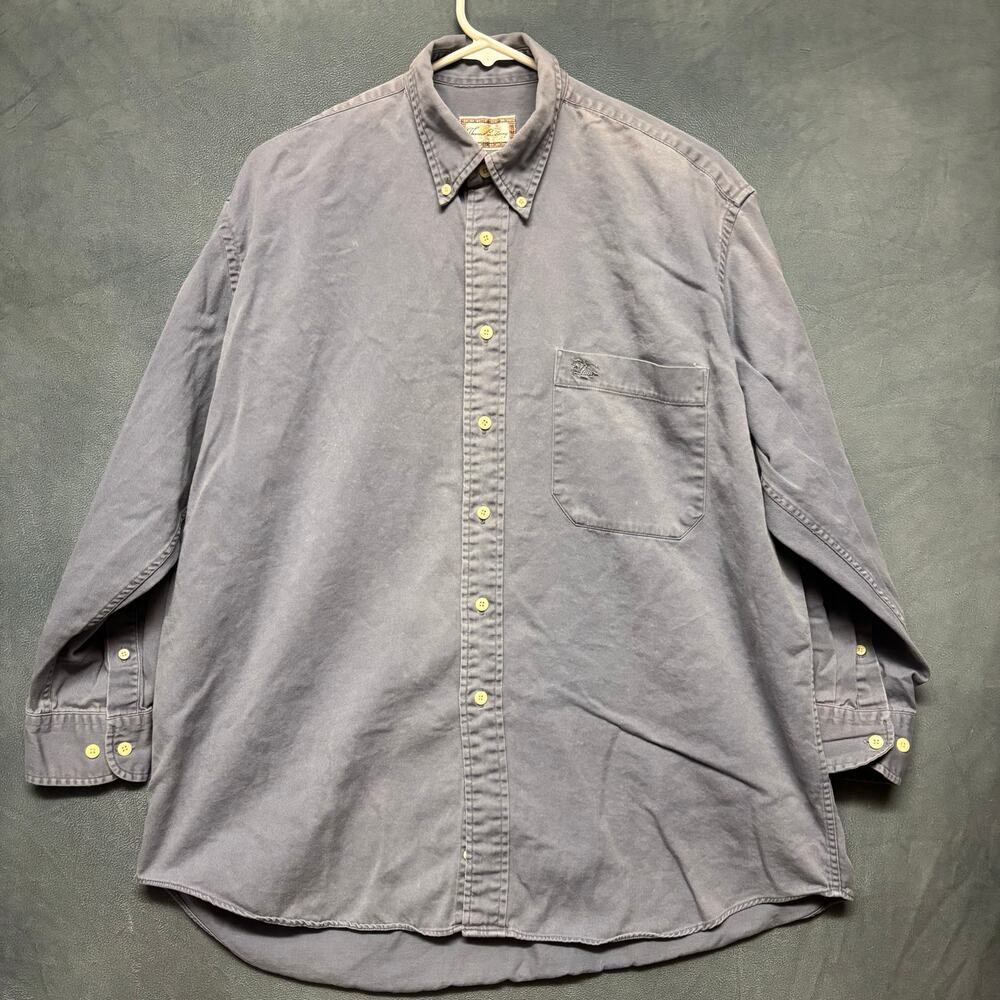 Vintage Thomas Burberry Shirt Mens Large Button Heavyweight Preppy Work Office